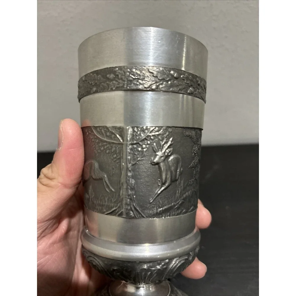 Vintage Mullingar Ireland Pewter Goblet with Deers - Picture 3 of 16